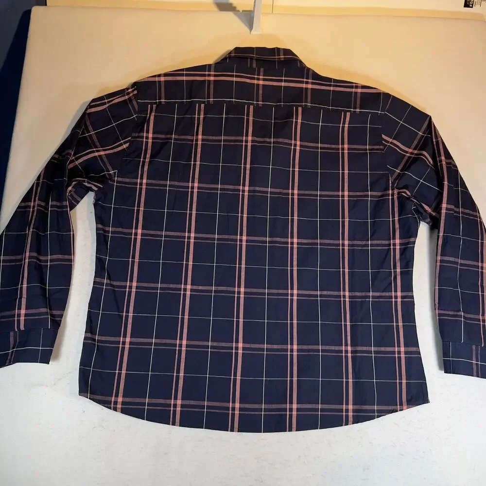 Wrangler Flex for Comfort Button Down Shirt Men 3XL Blue Pink Plaid Long Sleeve